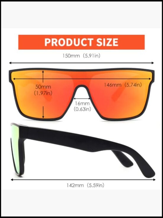 Oversized Square Polarized Sunglasses UV400 Shield Shades